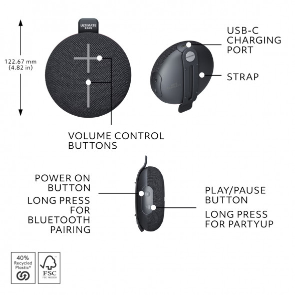 Портативная колонка Ultimate Ears MINIROLL, черный в Таганроге