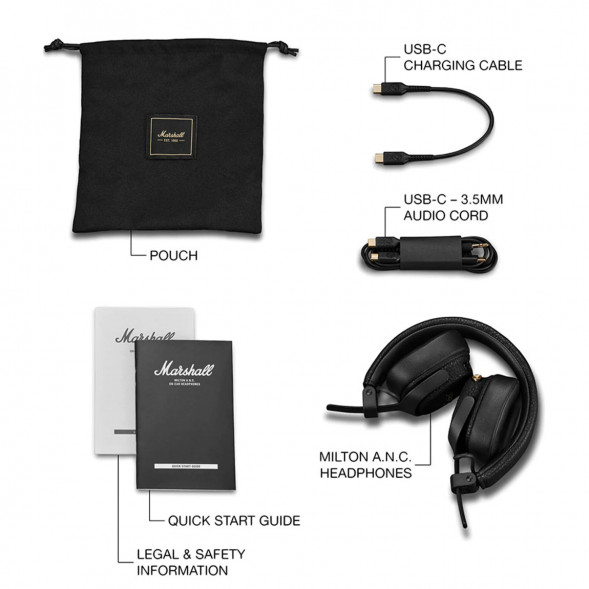 Беспроводные наушники Marshall Milton ANC, Black в Таганроге