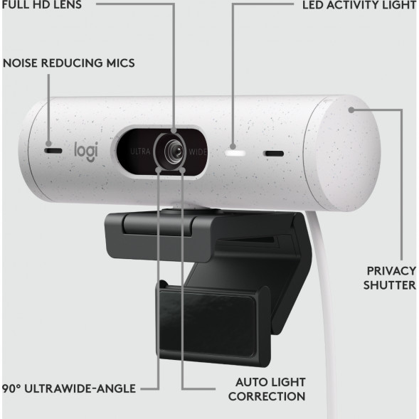 Веб-камера Logitech Brio 500, белый в Таганроге
