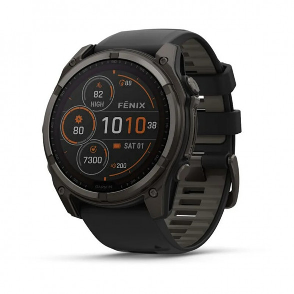 Умные часы Garmin Fenix 8, 51 мм, Solar, Sapphire Carbon Gray DLC Titanium with Black/Pebble Gray Silicone 010-02907-10 в Таганроге