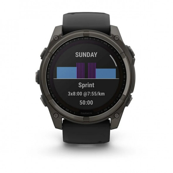Умные часы Garmin Fenix 8, 51 мм, Solar, Sapphire Carbon Gray DLC Titanium with Black/Pebble Gray Silicone 010-02907-10 в Таганроге