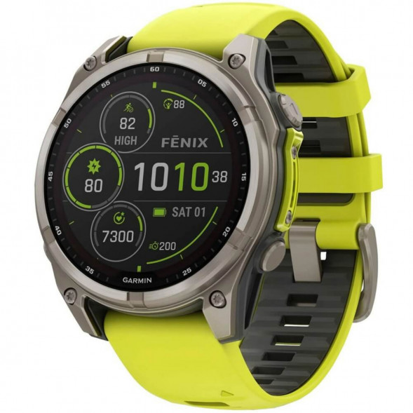 Умные часы Garmin Fenix 8, 51 мм, Solar, Sapphire Titanium with AMP Yellow/Graphite Silicone Band 010-02907-20 в Таганроге