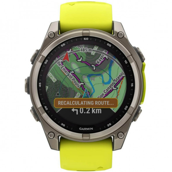 Умные часы Garmin Fenix 8, 51 мм, Solar, Sapphire Titanium with AMP Yellow/Graphite Silicone Band 010-02907-20 в Таганроге