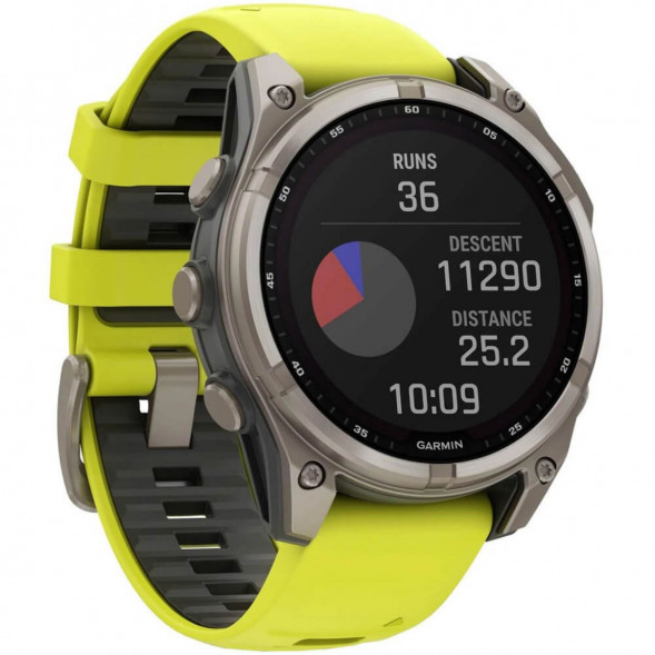 Умные часы Garmin Fenix 8, 51 мм, Solar, Sapphire Titanium with AMP Yellow/Graphite Silicone Band 010-02907-20 в Таганроге