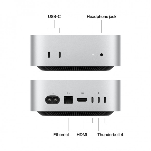 Компьютер Apple Mac mini M4 2024 (MU9E3) (10 Core GPU, 16ГБ, 512ГБ SSD, Apple, macOS), серебристый в Таганроге