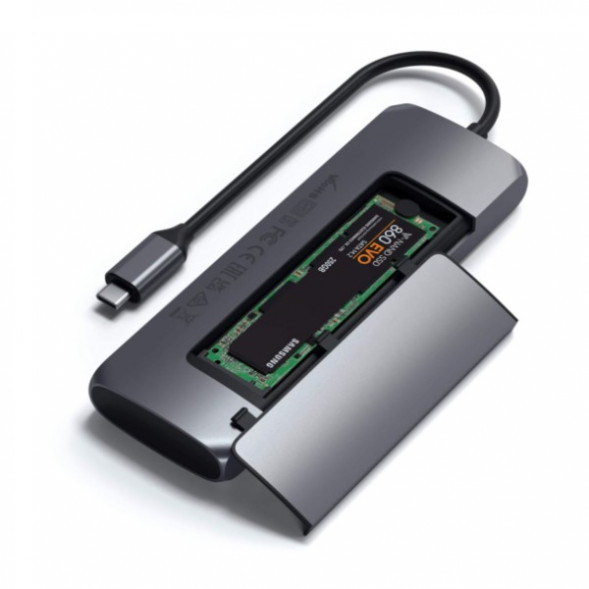 Док-станция Satechi USB-C Hybrid Multiport Adapter (with SSD Enclosure M.2 SATA, 2xUSB 3.1, USB Type-C, HDMI), Серый ST-UCHSEM в Таганроге